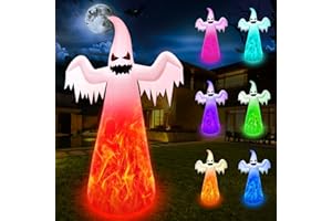 YICHUKE 12FT Giant Halloween Inflatables Ghost with 7-Colored Flame Rotation LED Lights, Huge Halloween Decorations Outdoor Large Halloween Blow Up Yard Decorations Tall Blow-ups for Yard Lawn Decor (1pcs