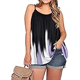 Plus Size Tank Tops for Women Boho Floral Loose Cami Spaghetti Strap Tunic Blouses