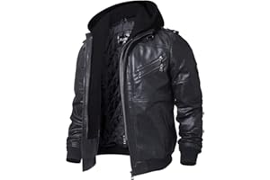 FLAVOR Men's Real Leather Jacket Removable Hoodie Brown Genuine Suede Pigskin
