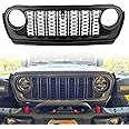 HIGH FLYING 20th Anniversary Style Front Grille Grid Grill Guard With Camera Hole for Jeep Wrangler JL 2018-2024 Gladiator ABS Matte Blackout (With Camera Hole)