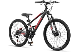 Glerc 20 24 Inch Kids Bike, Kids Mountain Bike for Boys and Girls Ages 6-14, 21-Speed Skyline Bicycle with Front Suspension and Disc Brakes, Multiple Colors