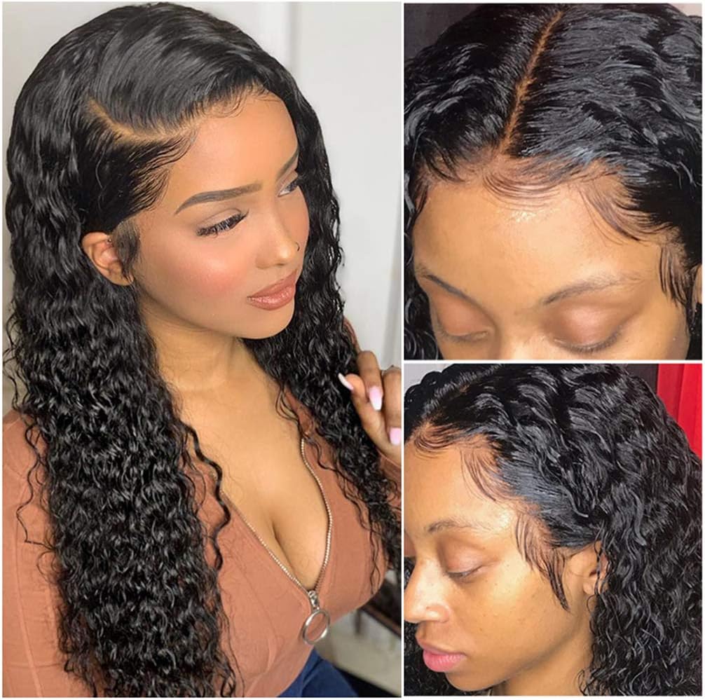Suerkeep Lace Frontal Wig HGlueless uman Hair Water Wave Wigs With Baby Hair 13x4 Frontal Swiss Pre Plucked With Baby Hair 150 Density Bleached Knot Glueless for Black women 10inch curly wigs