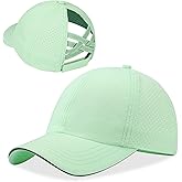 New Updated Girls Criss Cross Ponytail Hat Reflective Baseball Cap Waterproof Quick Dry Summer Sports Hats for Kids Age 7-12