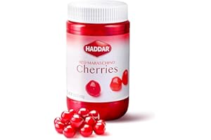 Haddar Red Maraschino Cherries, 12.6 oz | Old Fashioned Cocktail Cherries | Sweet & Vibrant Cherries for Dessert Garnish, Baking, Drinks