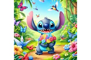 GemZono Diamond Art Kits for Adults, Stitch Full Drill Diamond Painting Kits Dots Paintings for Beginners, Round 5D Paint with Diamonds Pictures Gem Art Painting Kits DIY Crafts Kits 14x14inch