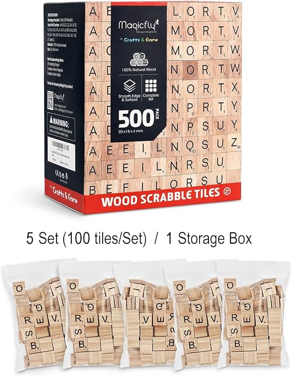 Magicfly Scrabble Fliesen 500 Stuck Scrabble Buchstaben Zum Spielen Buchstaben Scrabblesteine Aus Holz Scrabble Fliesen Mit Zahlenwerten Zum Basteln Amazon De Kuche Haushalt