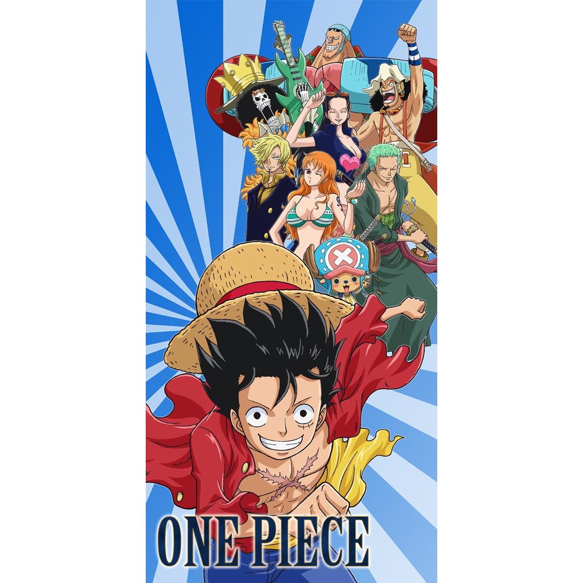 Halantex One Piece – Suurma – Luffy Roronoa Usopp Nami – Beach Bath Beach Towel – 100% Cotton – Size 70 x 140 cm – Multi-Coloured OP-2642T