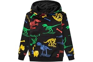 HZXVic Pullover Hoodies for Teen Boys,Toddler Lightweight Sweatshirt,Kids Dinosaur Long Sleeve Sweat Shirt 4-12 Years