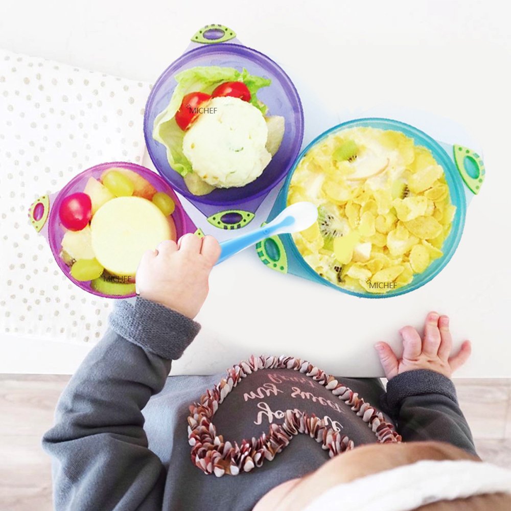 MICHEF Baby Bowls, Baby Feeding Bowls Set with Mash and Serve Bowl, 2