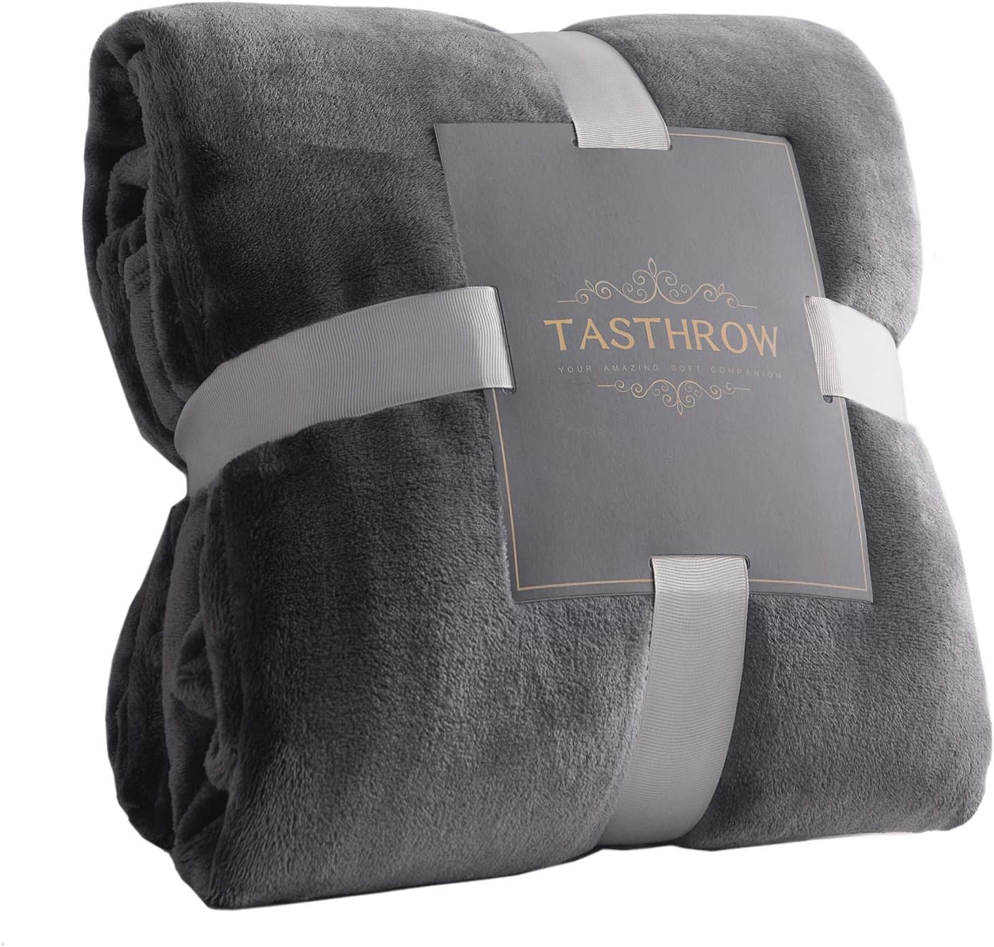 TASTHROW Large Flannel Fleece Throw Blanket, 50×70 Inch - Cozy Lightweight Thick Blanket - All Seasons Suitable for Women, Men and Kids (Grey): Kitchen & Dining