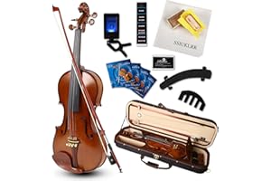SSIUKLRR Violin 4/4 Full Size Complete Set for Adults Teenagers Students,Solid Maple Wood Violins with Rosewood Fittings,Case,Spare strings,Bow, Rosin, Shoulder Rest,Professional Violin for 11+years