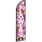 Flowers Feather Flag, 11FT Polyester Swooper Flags for Storefronts, Retailers, Shops, Food Trucks, Events and Fairs