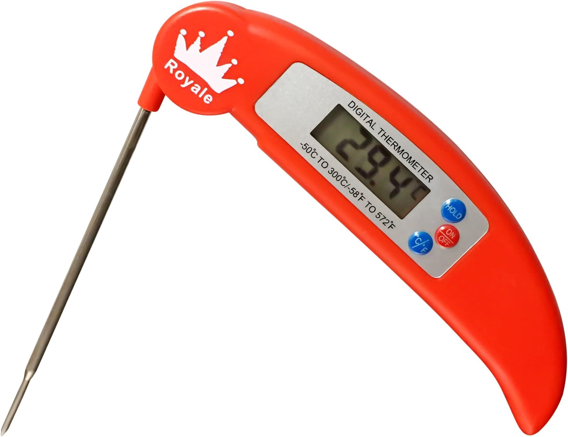 Royale Digital Thermometer Candy Meat Wireless Lightweight Instant Read Accurate Auto Shutdown Power Saving LCD Screen Cooking Chocolate Grilling (Red)