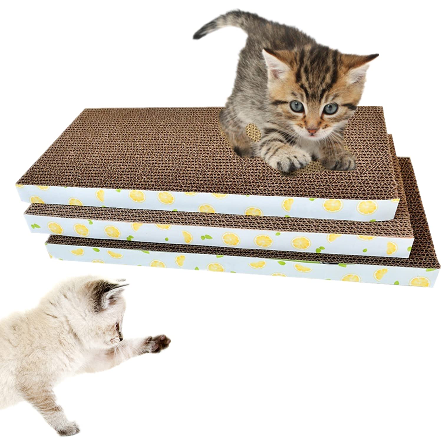 Flat Cardboard Cat Scratcher 3PCS Cat Scratching Boards Kitty Scratching Pads for Small and Large Cats