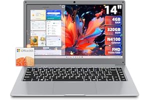 jumper 14 Inch Laptop, 4GB RAM 320GB Storage, Office 365 One Year, Laptop Computer with Celeron N4100 CPU, FHD 1080P Display,