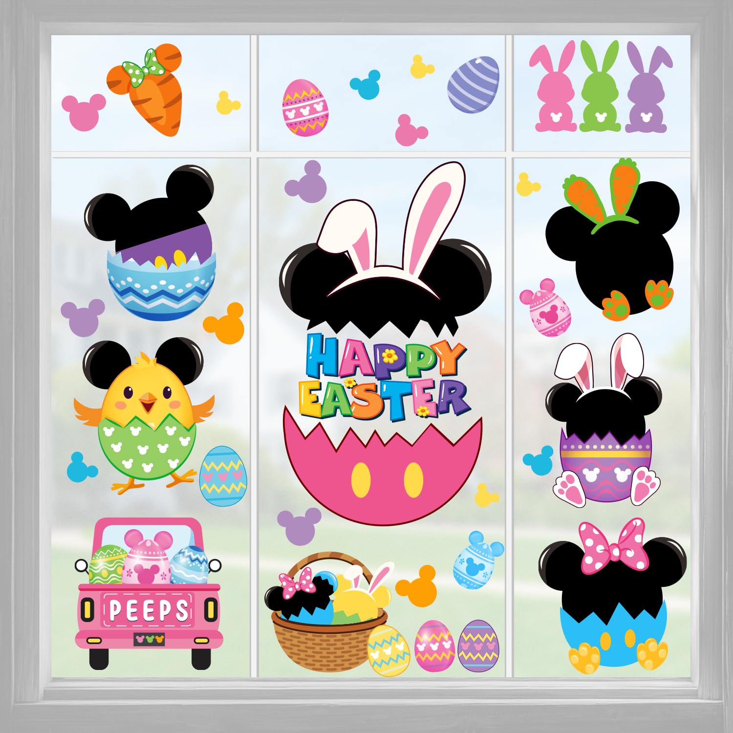 Easter Window Clings 5 Sheets, Easter Window Decorations Stickers Decals Cute Themed Easter Window Clings for Glass Windows, Indoor Office Classroom Home Decor