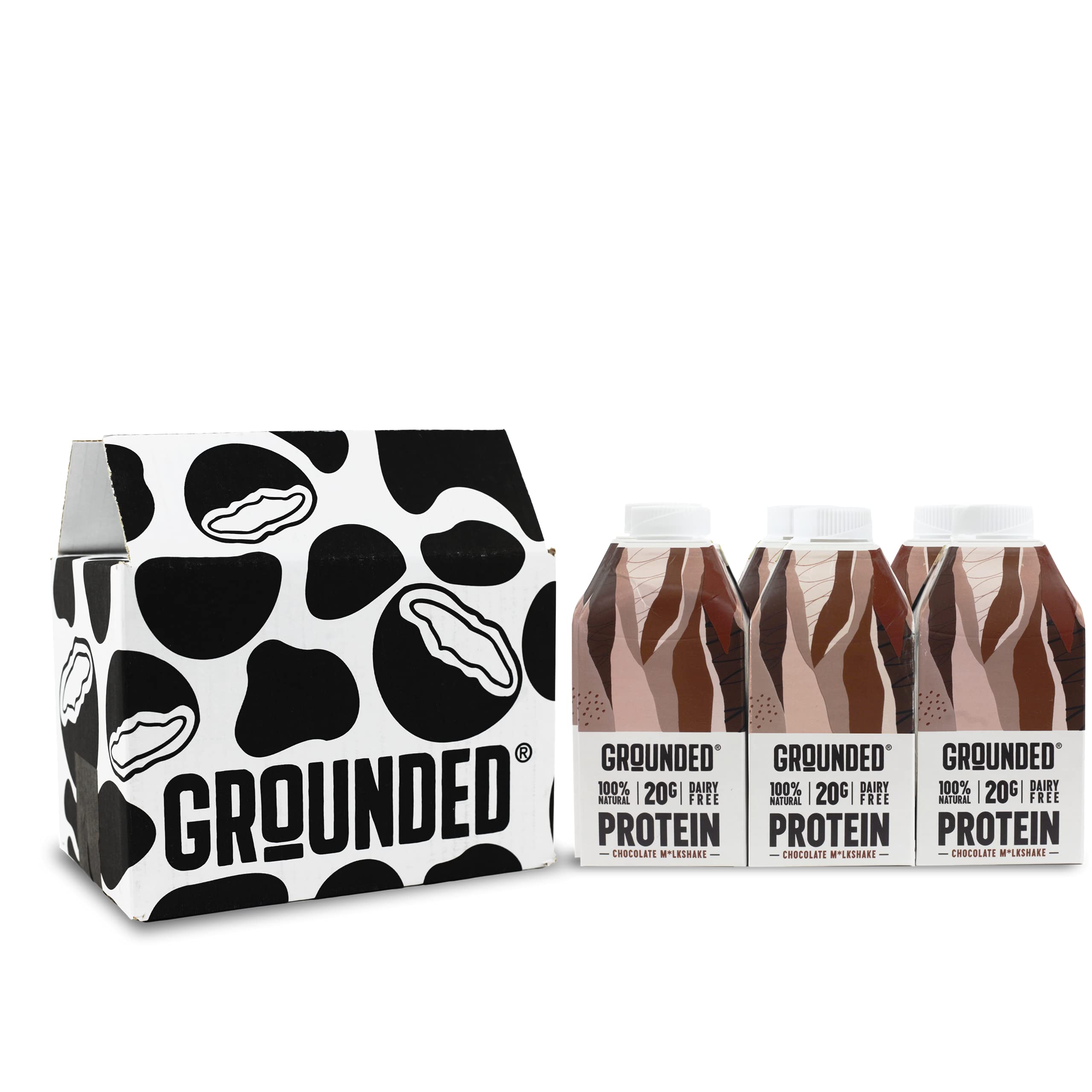 GROUNDED Chocolate Plant Protein Shake | 6 x 490ml Vegan, 100% Natural, Gluten Free | Smooth, Creamy & Dairy Free Drink | 20G Protein…