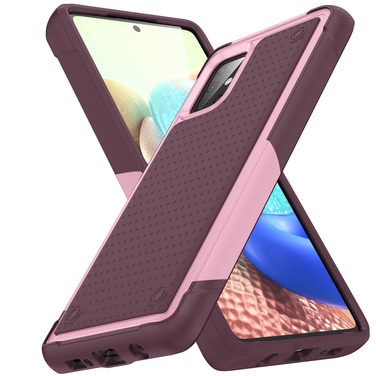 TORRTOWAY Designed for Samsung Galaxy A71 5G Case 2 in 1 Gift Militay Grade Drop Protective Rugged Heavy Duty Cover Shockproof Case for Galaxy A71 5G Phone Case for Women Men boy Girl (Pink+Rose Red)