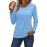 SMENG Women's Long Sleeve Crewneck Cotton Basic T-Shirt Solid Color Soft Comfy Casual Tops Fall Shirts for Women 2025