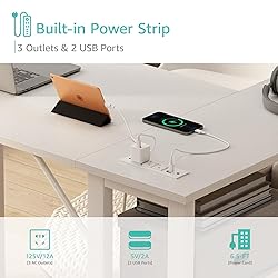 Lufeiya White L Shaped Computer Desk with Drawers