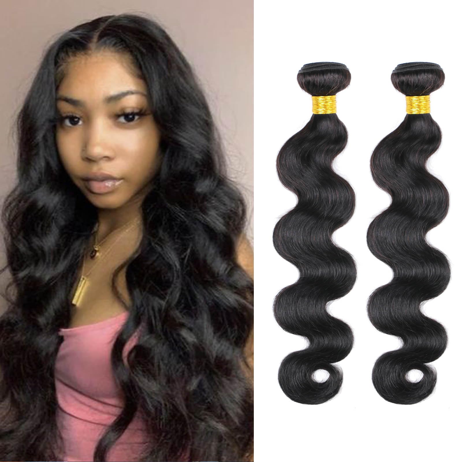 DaiMer 12A Brazilian Body Wave Bundles 20 22 Inch Human Hair Bundles 100% Unprocessed Virgin Hair Body Wave 2 Bundles Human Hair Weave Bundles Natural Color for Black Women โ image 1
