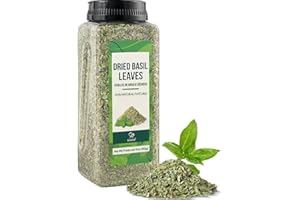 Soeos Sweet Basil Leaves, 5 oz (142g), Cut & Sifted Dried Herbs for Pasta, Pizza, Salad, Sauces, Poultry – Essential Seasonin