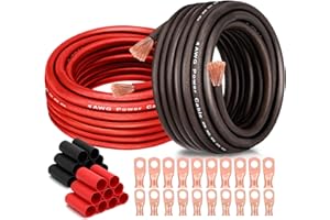 LEIGESAUDIO 4 Gauge Wire (25FT Each, Black/Red), 20 Lugs, 20 Heat Shrink Wrap for Automotive Prower Ground, Battery Cable, RV, Amp Kit, Car Audio, Car Amplifier, CCA Wire, Amp Kit, Battery Cables, Amp Wiring Kit