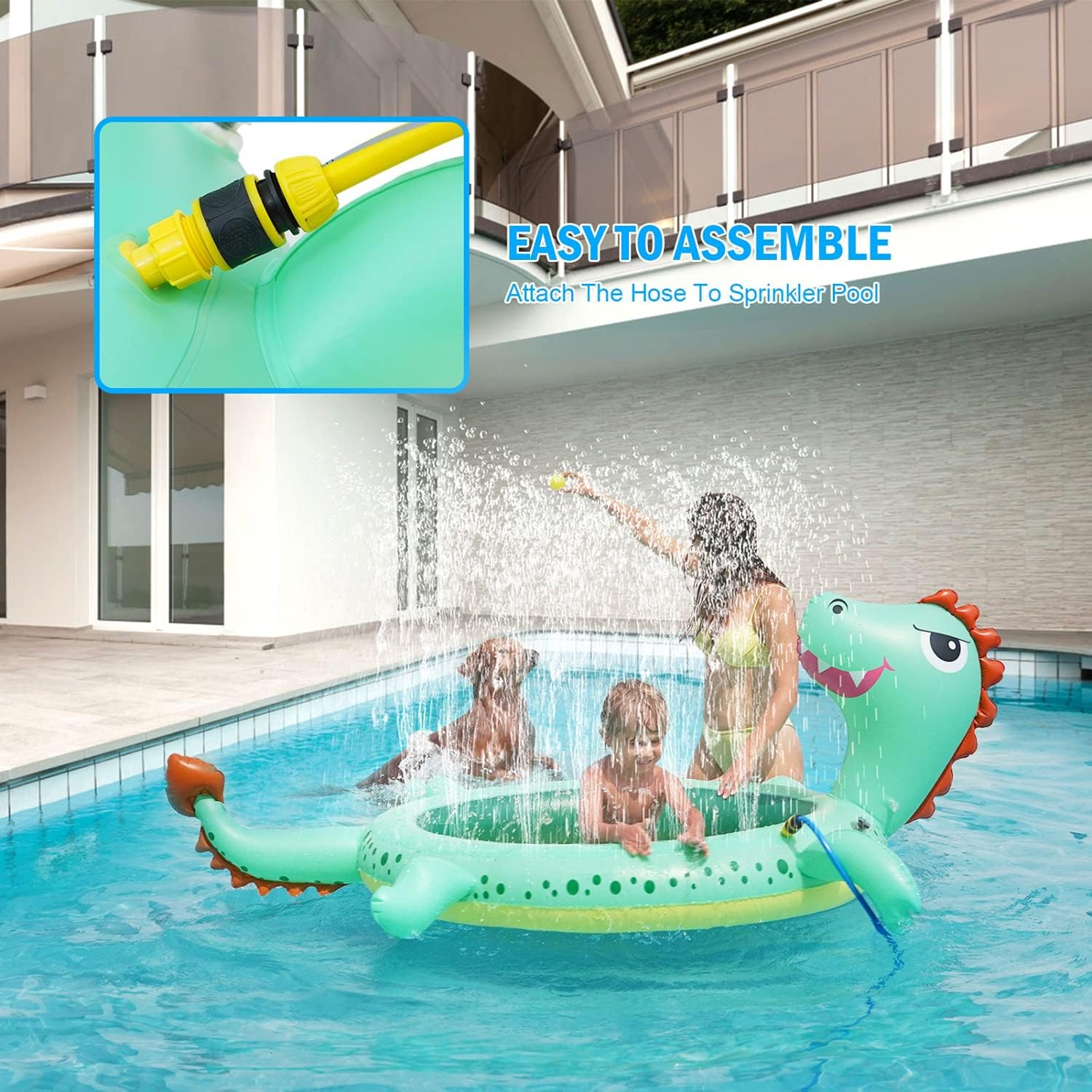 Vumdua Dinosaur Inflatable Sprinkler Pool for Kids, 77'' Kiddie Pool Splash Pad for Kids Toddlers, Baby Wading Pool Swimming Pool Outdoor Water Toys for Boys and Girls: Health & Personal Care