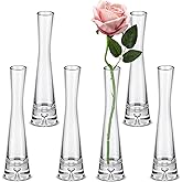 Sliner 6 Pcs Tall Glass Bud Vase for Centerpieces Clear Maria Bud Vase Small Single Flower Vase Rose Skinny Decorative Cylinder Vases for Wedding Party Home Table Decorations(9.84'' H)