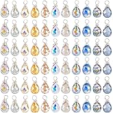 PH PandaHall 110pcs Faceted Teardrop Charms, 11 Colors Wire Wrapped Glass Charms Crystal Charm Transparent Glass Crystal Pendants Drop Dangle Charm for Necklace Earrings Jewelry Making DIY Crafts