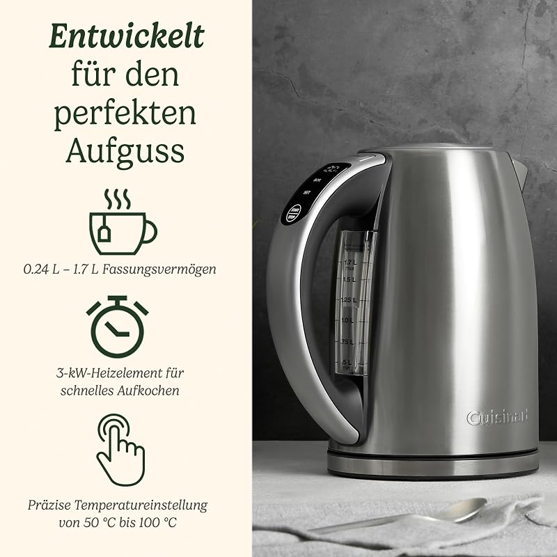 – Smart‑Elite‑Wasserkocher mit mehreren Temperatureinstellungen – Edelstahl CPK525E