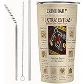 SNUGLYZEN True Crime Tumbler 20oz - Insulated Stainless Steel Crime Scene Cup, Funny Gifts for True Crime Fans Women & Men, Detective Podcast Fan Gift, Leak Proof Travel Mug for Mystery Lovers