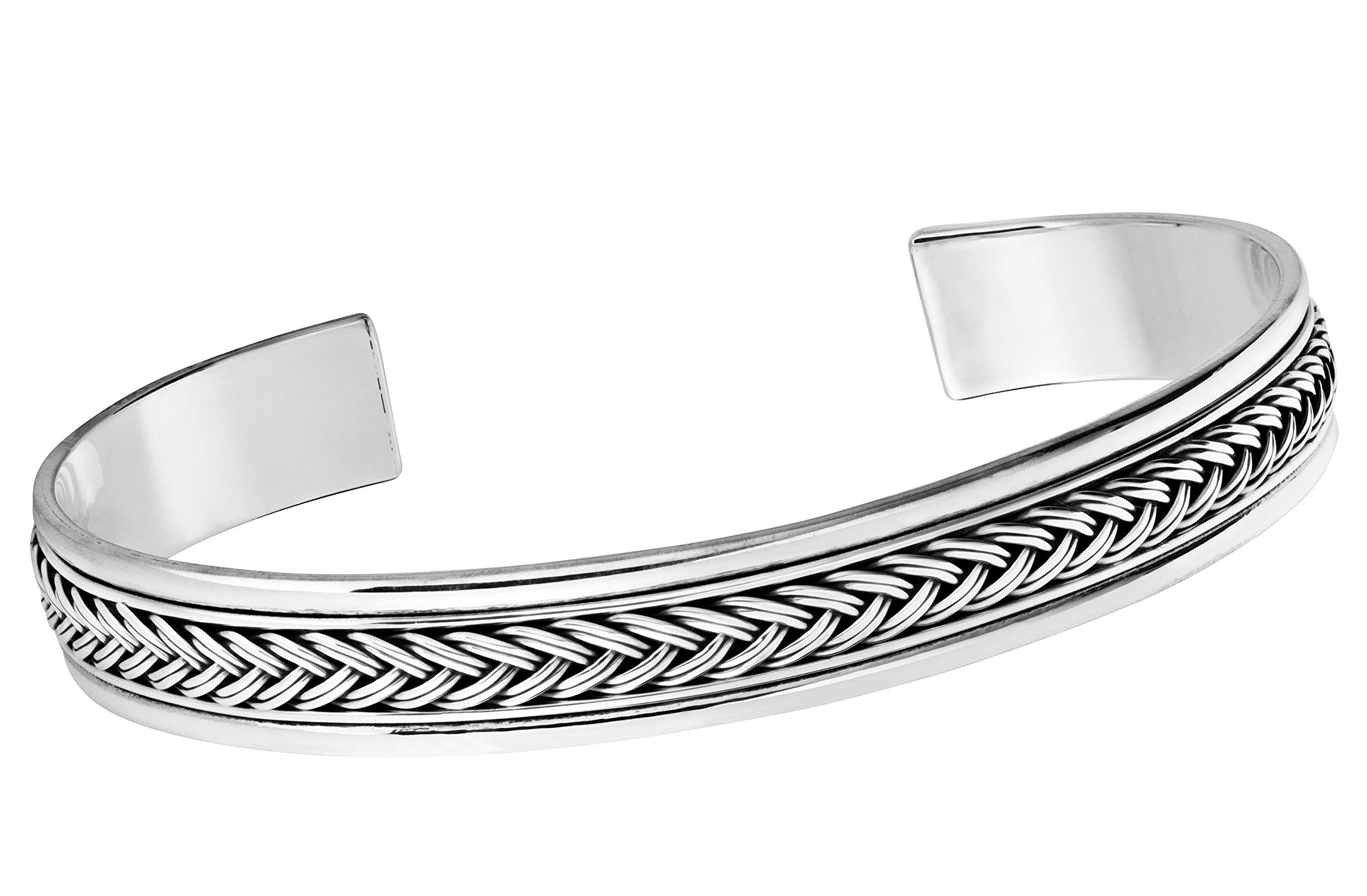 Treasure Bay Classic Mens 925 Sterling Silver Bangle Bracelet Cuff Gift for Him Men's Silver Jewellery