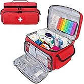 ALSLEA First Aid Bag Empty First Aid Kit Storage Box 12" x 9" x 7" Medical Bag Portable Pill Bottle Organizer Case for Car, Travel, Office, Outdoor, Camping, Hiking, School (Red)