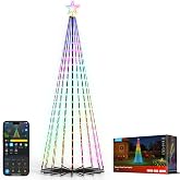Govee Christmas Cone Tree Lights, 7.5ft 370 LEDs RGBIC Christmas Tree Light | Smart App Control, IP67 Waterproof Outdoor String Lights for Halloween Christmas Decorations, 100+ Scene Modes, Music Sync
