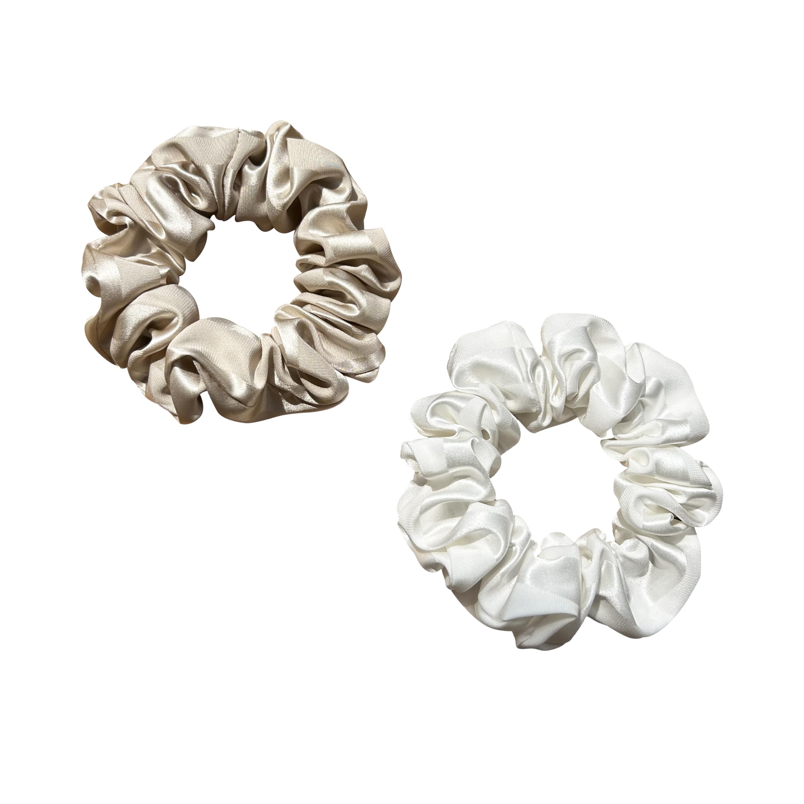 townssilk Silk hair ties Hair Bobbles hair scrunchies band 100% Pure Mulberry Silk 22 Momme Hair Friendly Luxury Elastic Striped 2pc coffee and White โ image 1