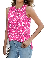 Hot Pink Tank Tops for Women Casual Summer Side