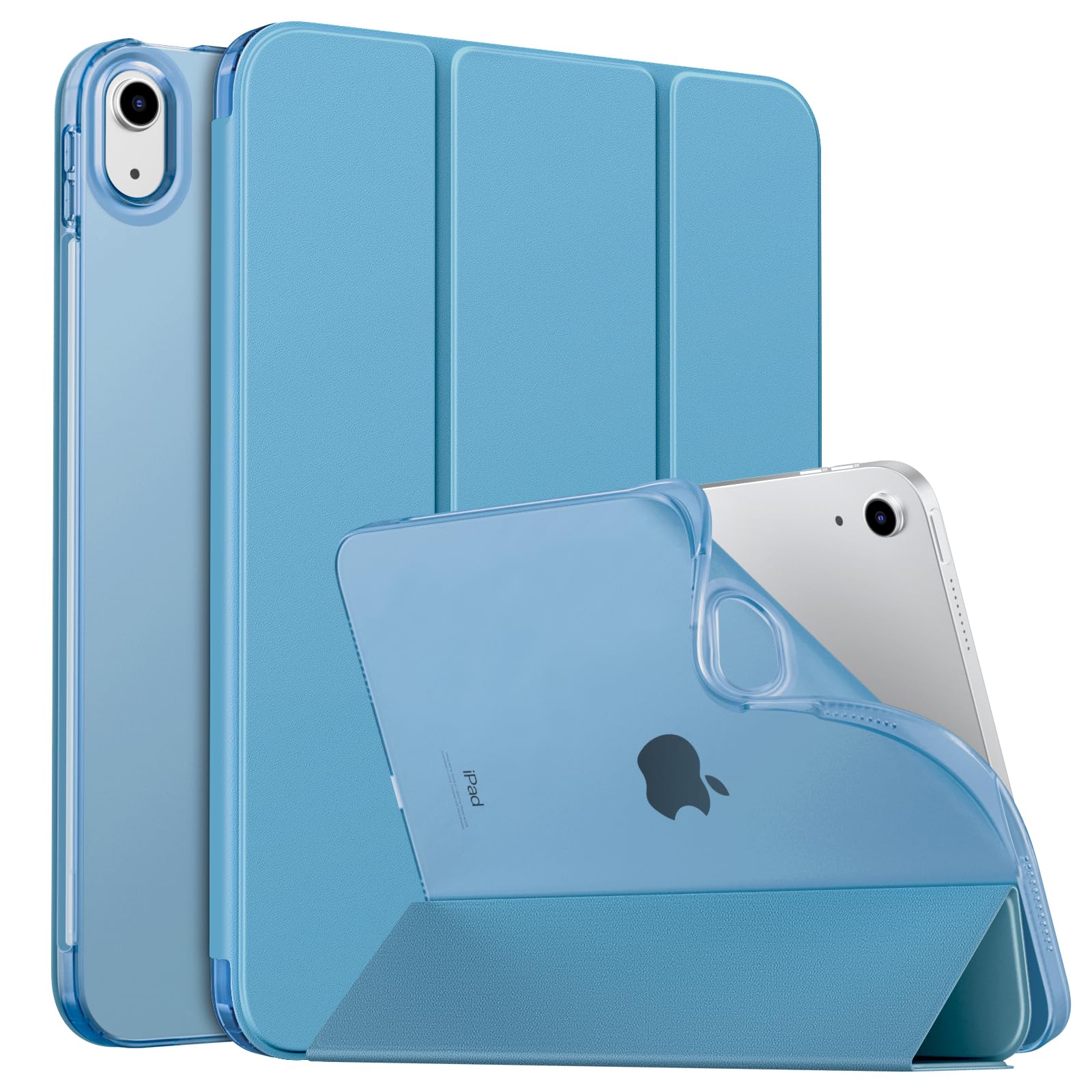 MoKo Case for New iPad (A16) 11th Generation 2025/ 10th Generation 2022, iPad 11 inch/ 10.9 inch Case with Soft TPU Translucent Frosted Back Cover, Auto Wake/Sleep, Support Touch ID,Misty Blue — image 1