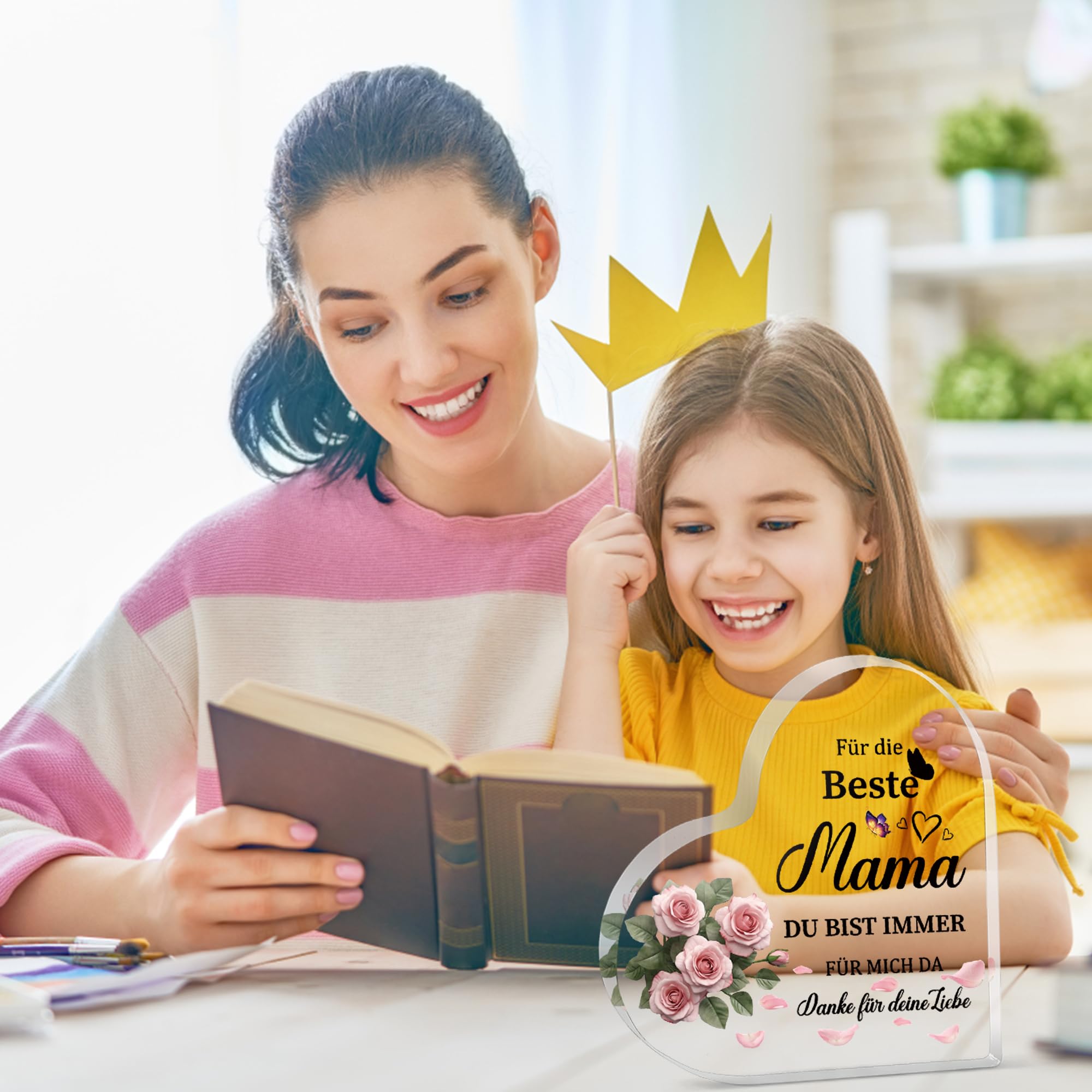 Geburtstagsgeschenk für Mama Geschenk, Geschenke für Mama, Muttertagsgeschenk für Mütter von Tochter Sohn, Beste Mutter Geschenke Geburtstag Weihnachten Muttertag, Herzförmige Acryl Heimdekoration 9