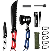 Mossy Oak Hatchet, Machete, and Hunting Knife Set with Sheath | Axe, Machete &amp; Hunting Knife, Paracord Handle, Zoomable Flashlight &amp; Other Outdoor Tools, Great Gift for Hunters