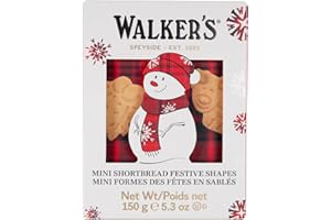 Walker's Shortbread Mini Festive Shapes Holiday Box, Pure Butter Shortbread Christmas Cookies - 150g