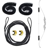 oubert 16 Strands Black Hunter Original Bow String 57 Inch for Recurve Bow | Replacement Bowstring, with 2 String Silencer, and 2 String Nocks, Bow Accessories Set, for Recurve Bow Longbow