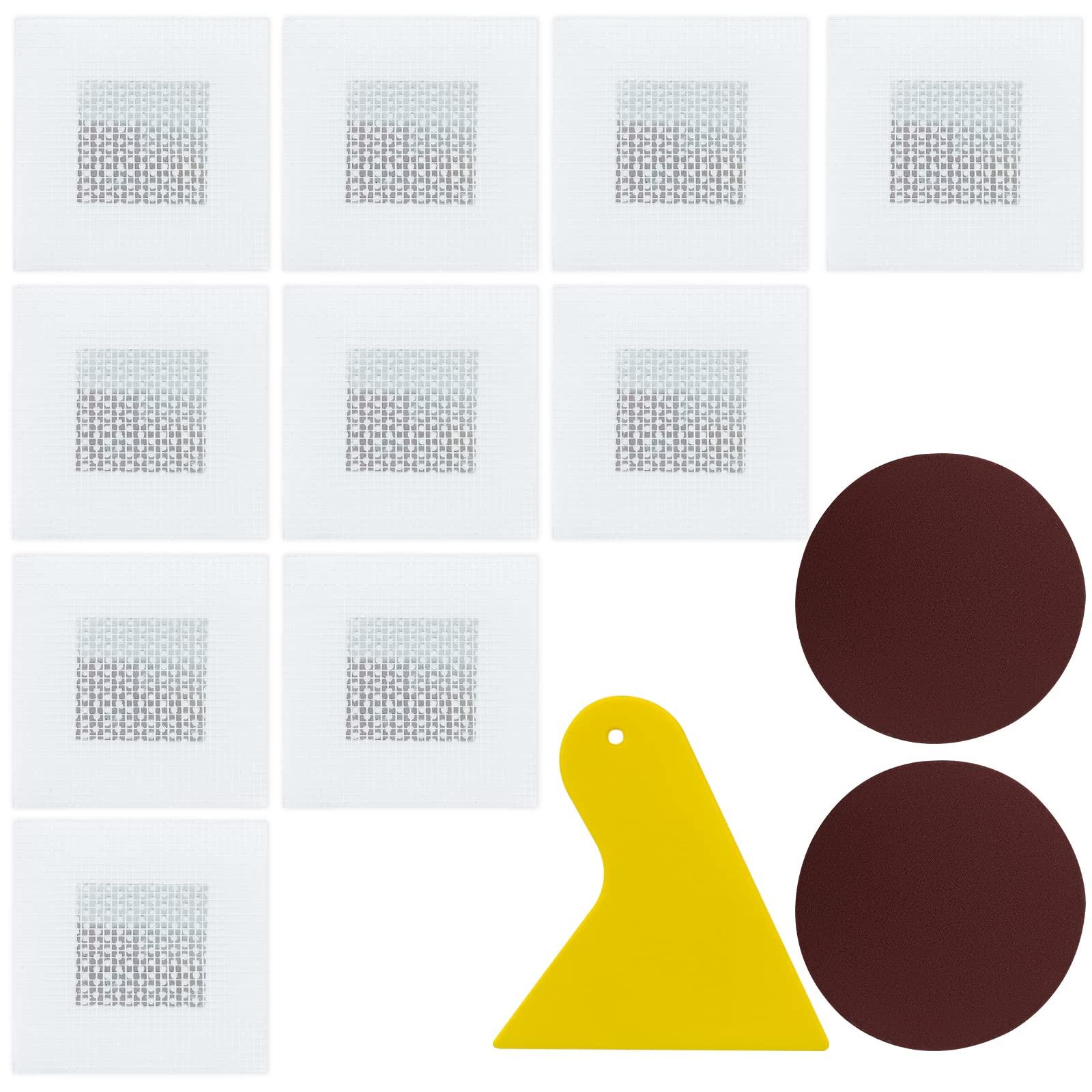 Photo 1 of 13 Pack Drywall Repair Kit, 2 Inch Drywall Repair Kit Dry Wall Patch Kits, Hole Repair Patch for Ceilings Dry Wall, Comes with Scraper and Sandpapers