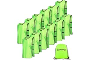 KUAIPAO 12 Pieces Soccer Pinnies Scrimmage Vest Team Practice Jerseys Sports Pinnies With Free Carry Bag