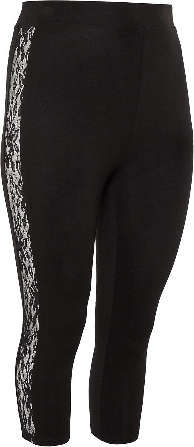 Yours Clothing Womens Plus Size Lace Insert Cropped Leggings Amazon.co.uk Clothing