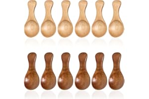 12 Pieces Small Wooden Spoon, SourceTon 3.35 Inches Salt Spoon Honey Coffee Tea Sugar Salt Jam Mustard Ice Cream Milk Powder 