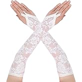 Yolev Fingerless Lace Gloves For Women Elbow Length Elegant Floral Long Lace Gloves For Opera 20s Wedding Tea Party Cosplay