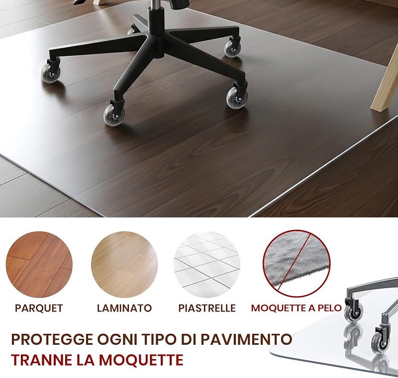 Tappeto Sedia Ufficio Salvapavimento, Trasparente, in PVC