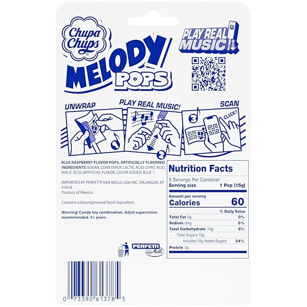CHUPA CHUPS MELODY POPS 5CT – BLUEST RASPBERRY
