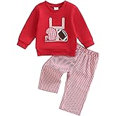 Arvbitana Toddler Baby Boy Rugby Outfit Long Sleeve Smocked Sweatshirt Tops Gingham Plaid Pants Two Piece Football Clothes